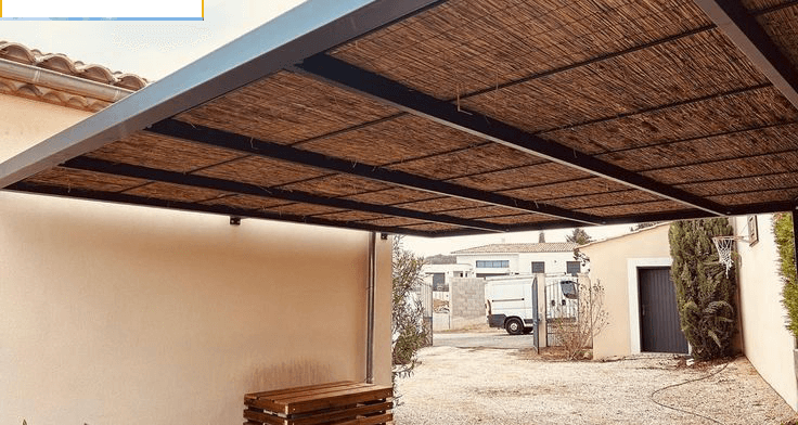 تركيب مظلات خيزران في بيشه